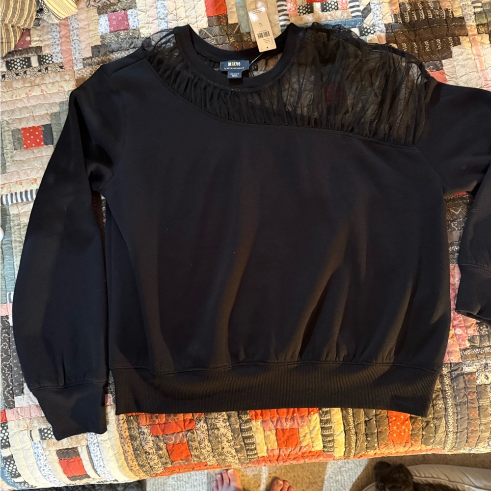 Black Sheer Accent Sweatshirt
